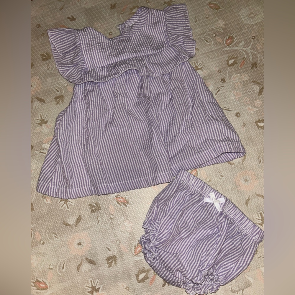 Shabby Chic Purple Striped Kids Matching Set
